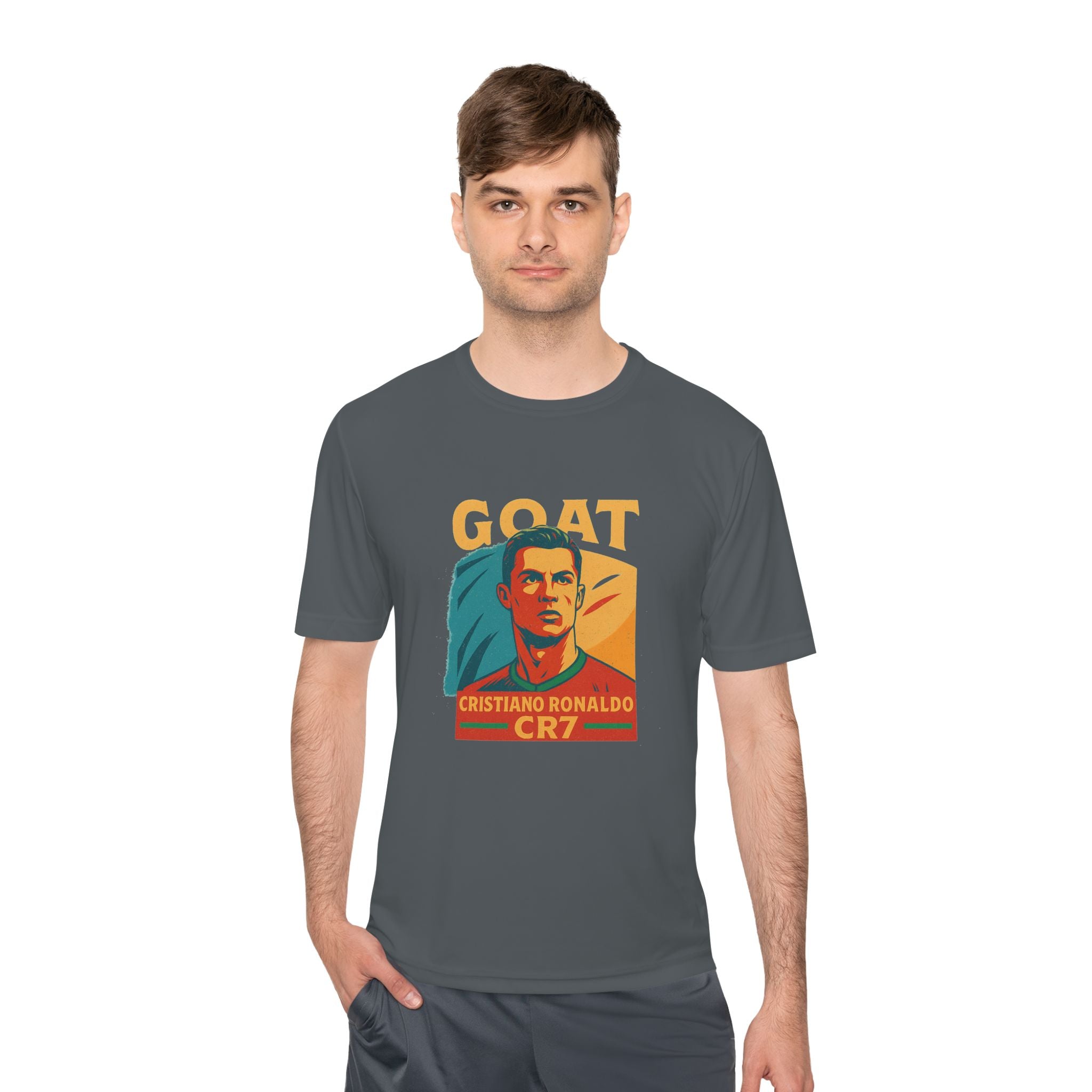 Cristiano Ronaldo GOAT Moisture Wicking Tee, Soccer Fan Shirt, Athletic Wear, Sports Gift, Unisex Sports T-Shirt - My Store