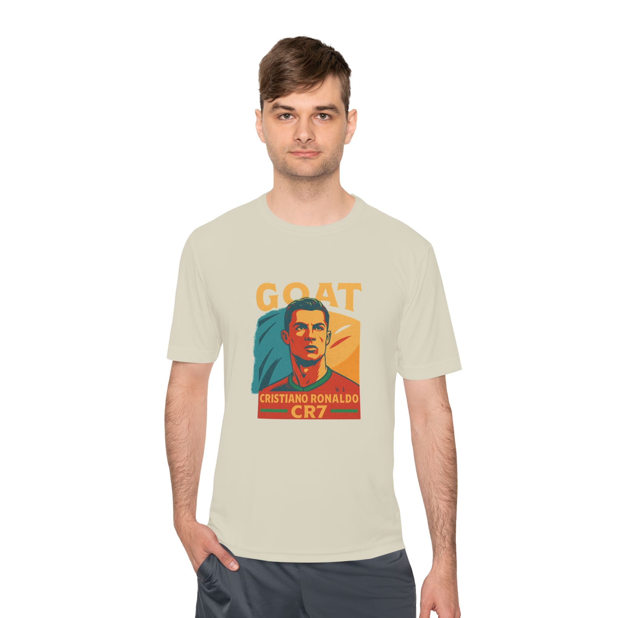 Cristiano Ronaldo GOAT Moisture Wicking Tee, Soccer Fan Shirt, Athletic Wear, Sports Gift, Unisex Sports T-Shirt - My Store