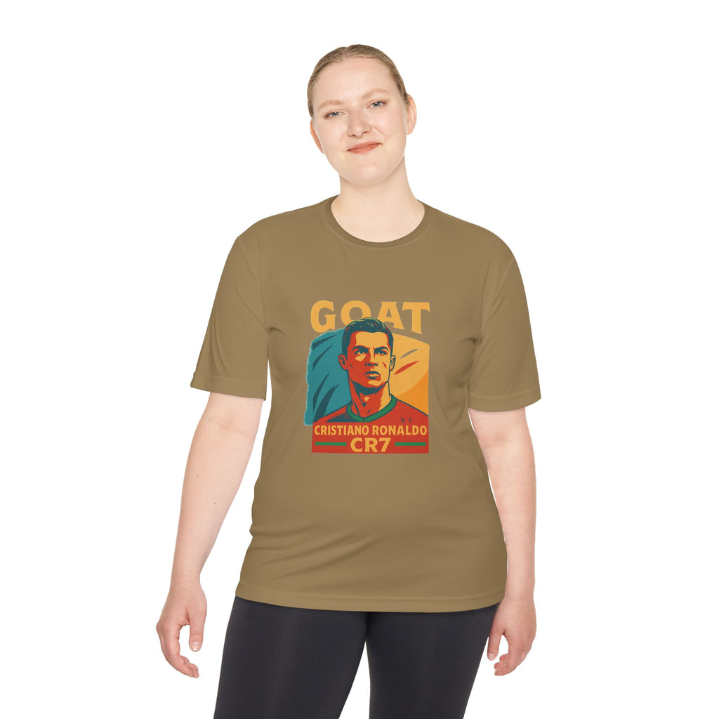 Cristiano Ronaldo GOAT Moisture Wicking Tee, Soccer Fan Shirt, Athletic Wear, Sports Gift, Unisex Sports T-Shirt - My Store