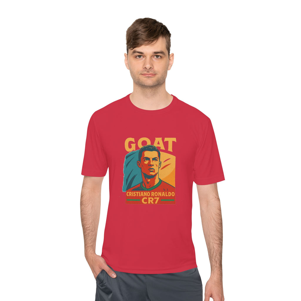 Cristiano Ronaldo GOAT Moisture Wicking Tee, Soccer Fan Shirt, Athletic Wear, Sports Gift, Unisex Sports T-Shirt - My Store